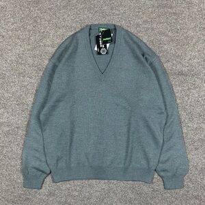 NWT Grey Wool Blend V-Neck Pullover Knit Lightweight Sweater Men’s L Retro 90s